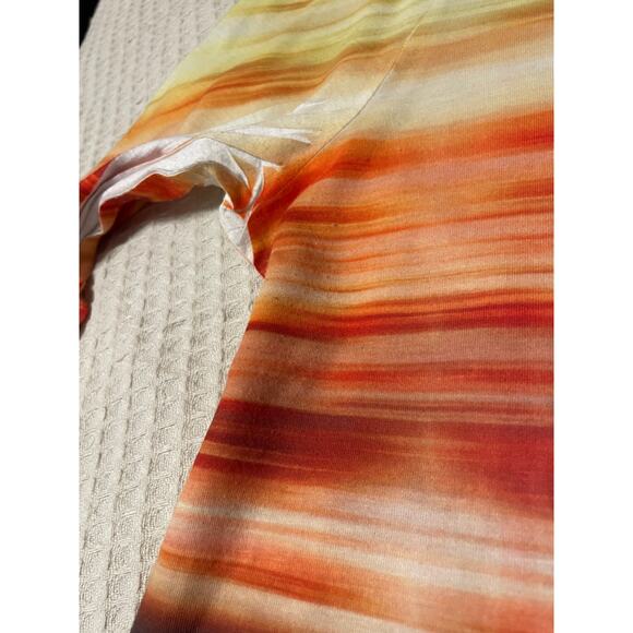 Chico's Boho Y2K Sunset Animal Print Boat Neck 3/4 Sleeve Yellow Orange Top 3 XL - Picture 9 of 12